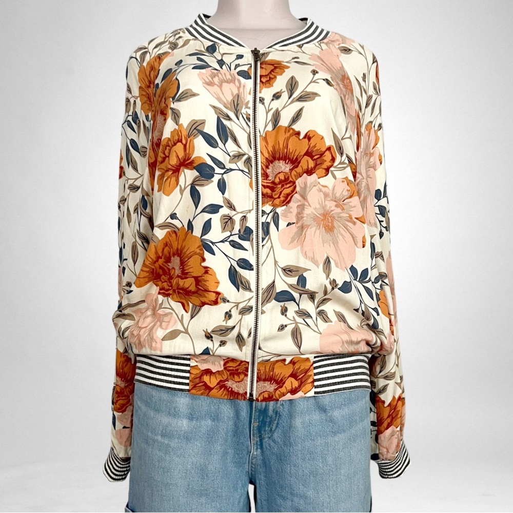 Saltwater Luxe Crossfire Floral Bomber Jacket SZ L
